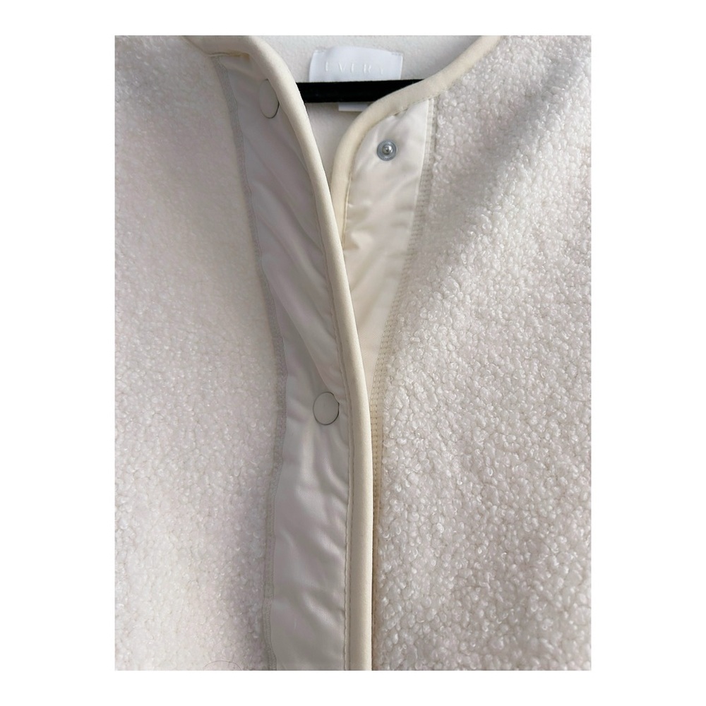 Plush textured jacket Sherpa fleece liner cozy Crewneck liner w/ snap closure M - Picture 6 of 7